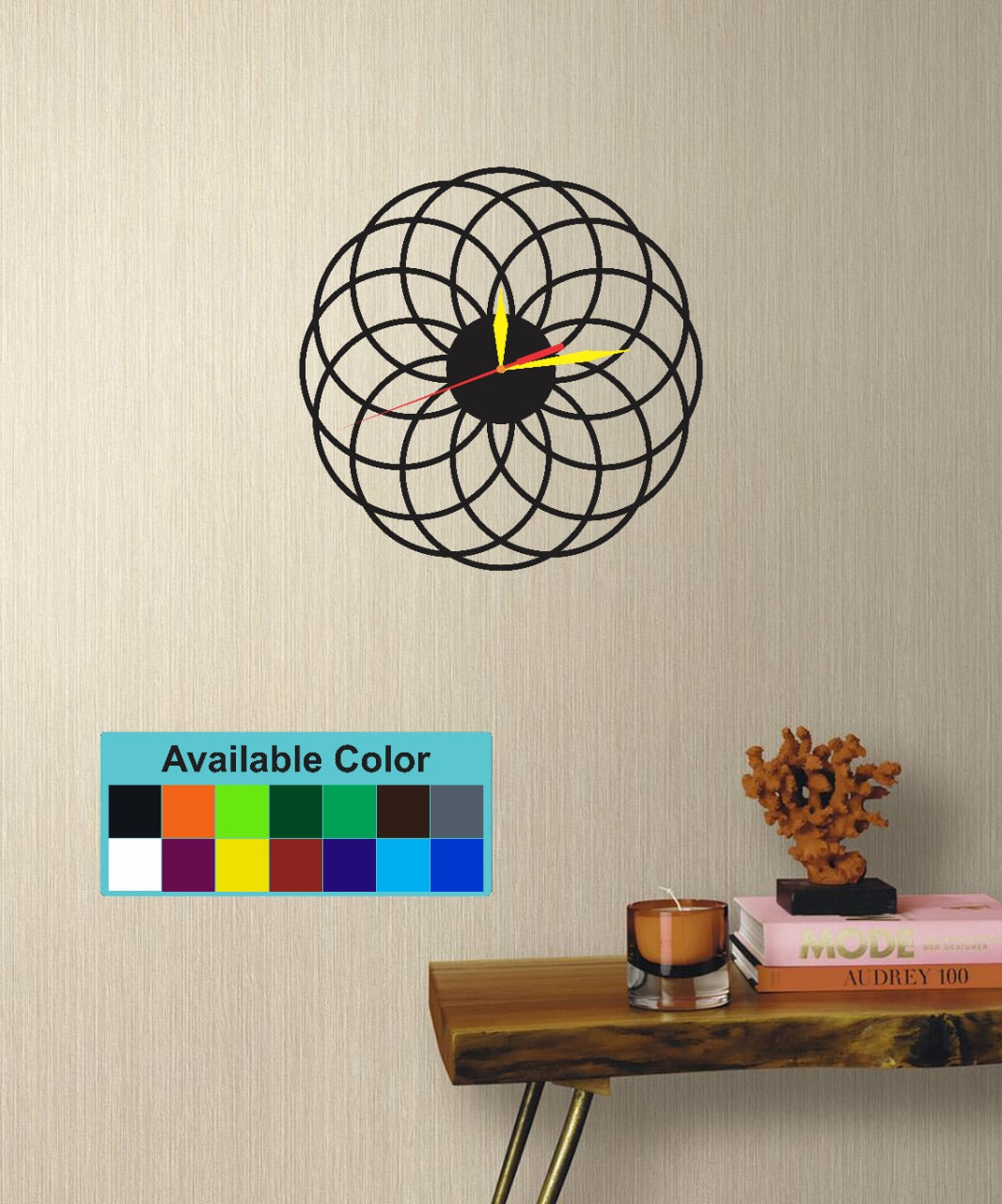 Customized Abstract Wall Clock, Laser Cut Round Shape Personalized Modern Acrylic Wall Clock