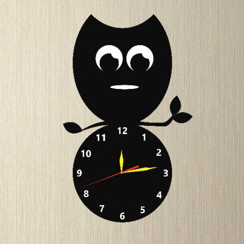 Creative Cartoon and Leaf Wall Clock, Acrylic Quartz Movement Home Decor