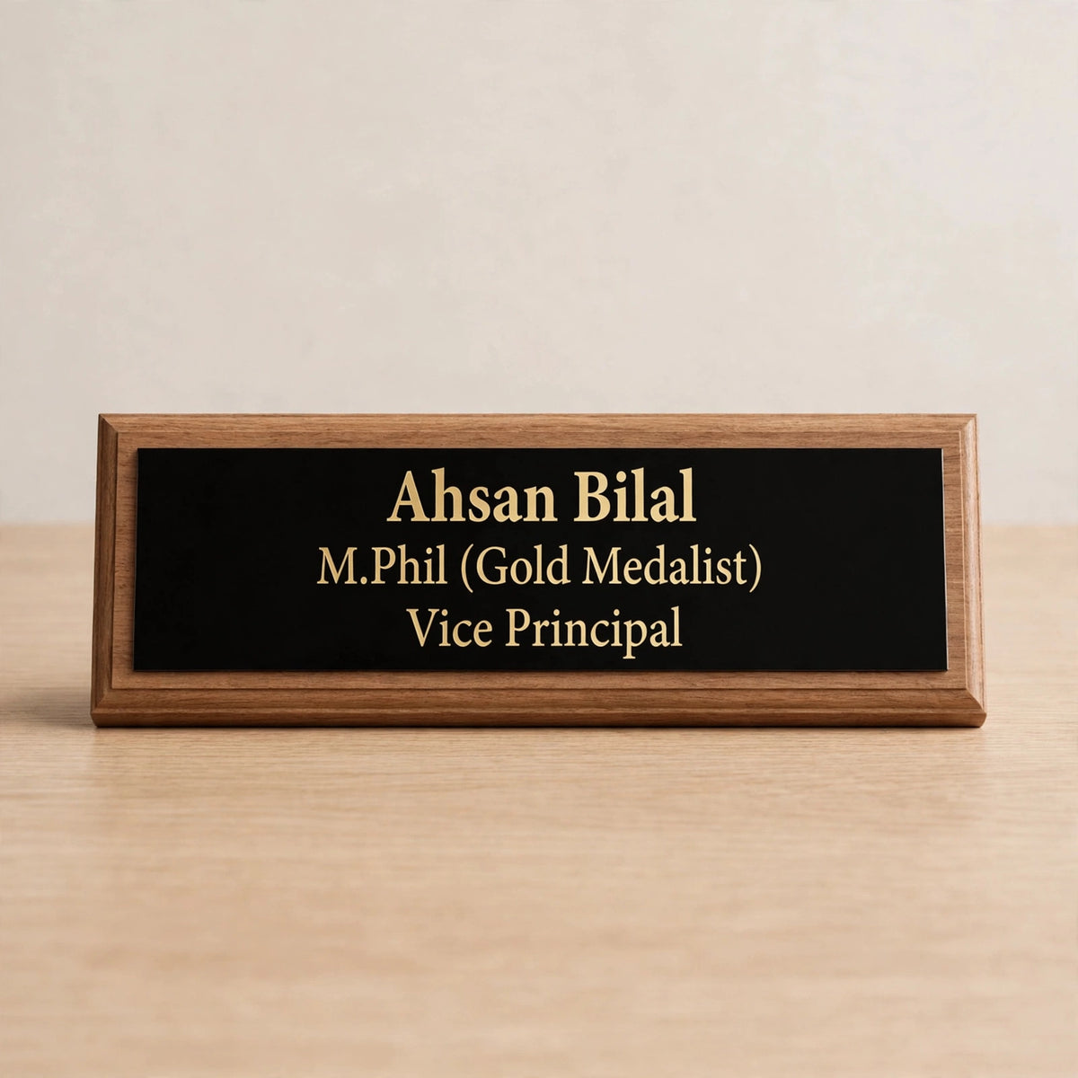 Custom Wooden & Acrylic Table Name Plate | Personalized Office Desk Name Sign