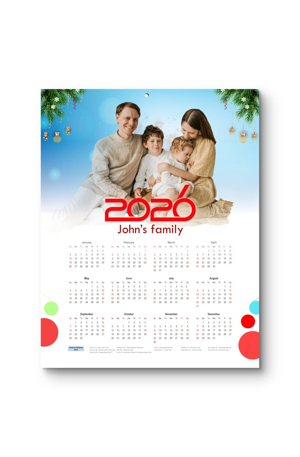 Customized Photo Wall Calendar – Personalized Family Calendar