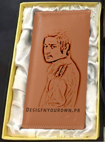 Picture And Name Long Wallet With Gift Box - In Camel Color