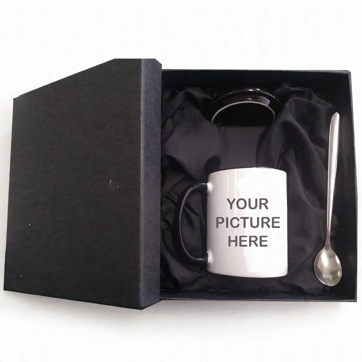 Personalized Mug with Lid & Spoon in Gift Box – Custom Name, Photo & Text | Design Your Own Pakistan