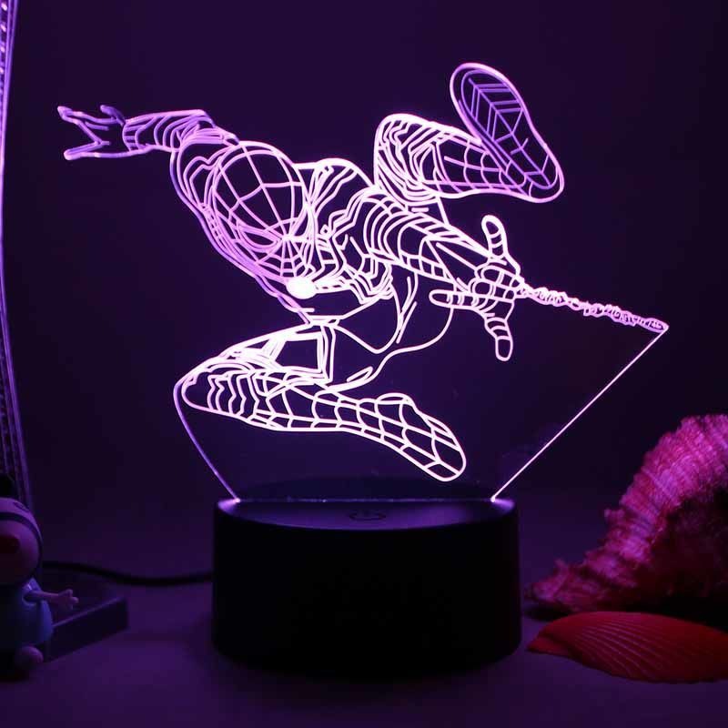 Spider-Man 3D Illusion LED Lamp - 4 Action Poses & 7 Color Changing | DYO