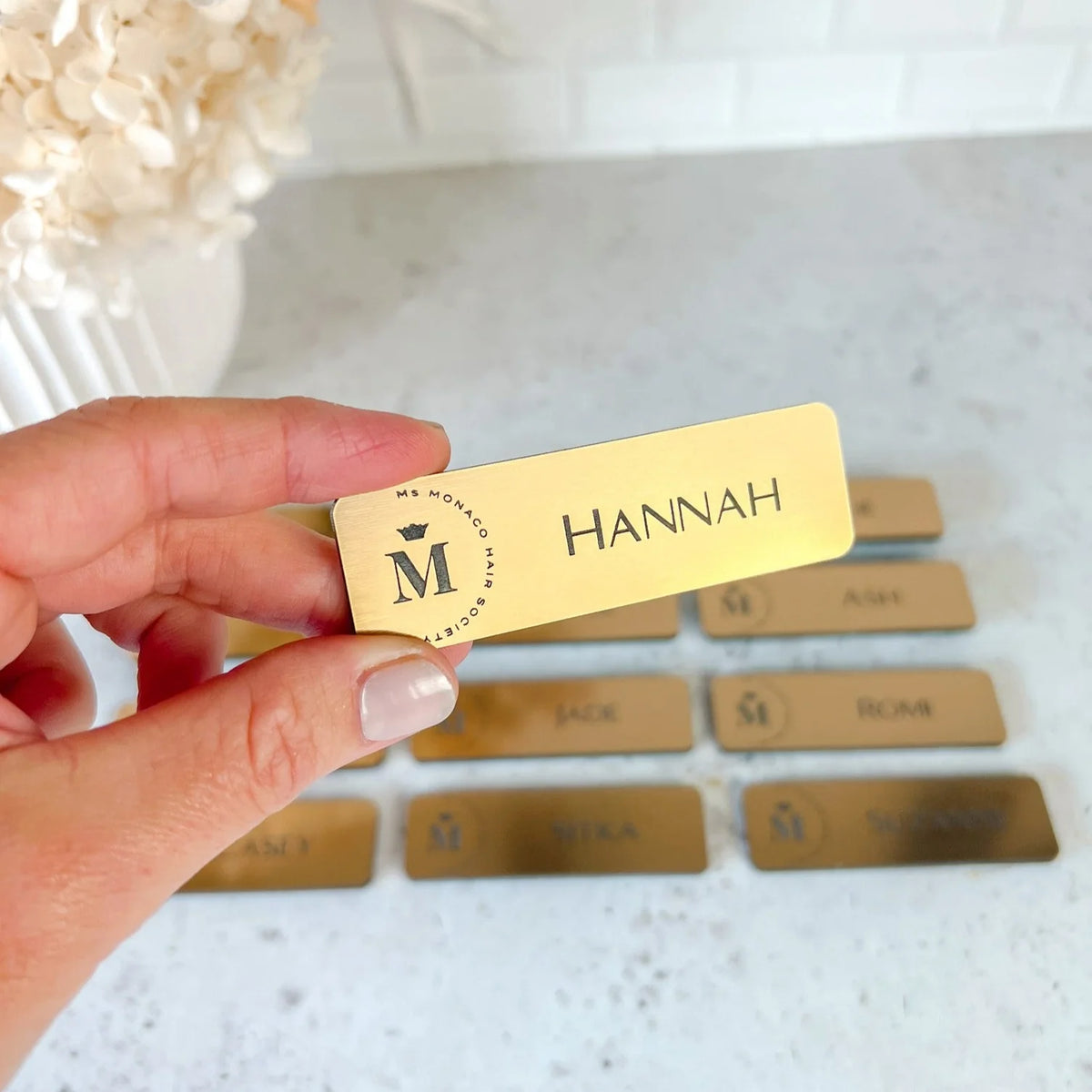 Custom Name Badge Metal Engraved – Gold