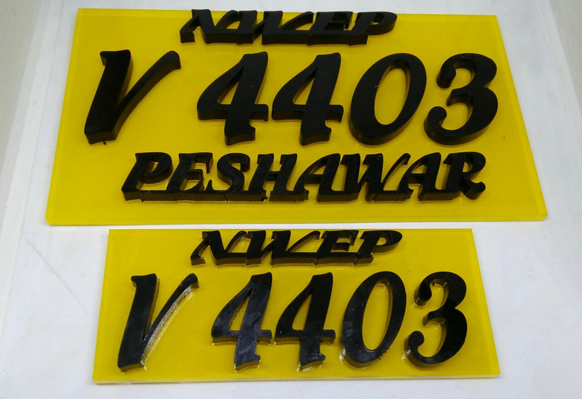 Personalized Any Bike Number Plate Acrylic Customized With Any Text - Font And Back