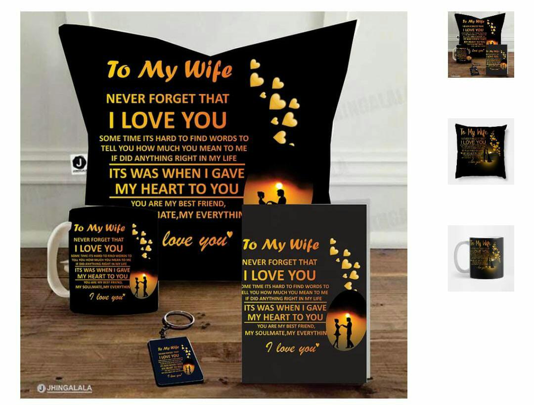 Customized Gift Pack Of Cushion Mug Keychain And Card