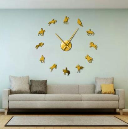 DIY 3D Acrylic Polo Horses Wall Clock