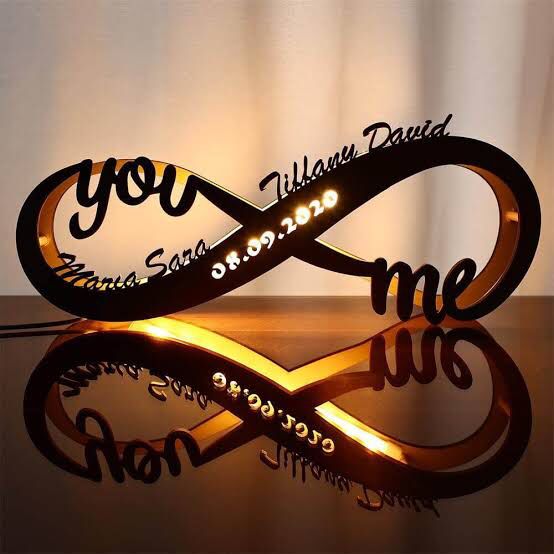 Personalized Wooden Infinity Night, Wooden Name Nightlight Wedding Anniversary Gift (2x2) Feet's