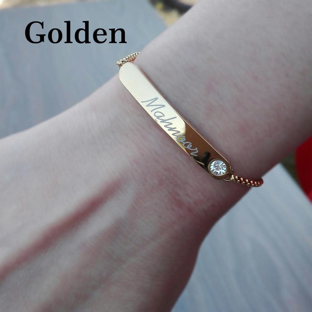 Personalized Your Own Bar Name Bracelet - Gold