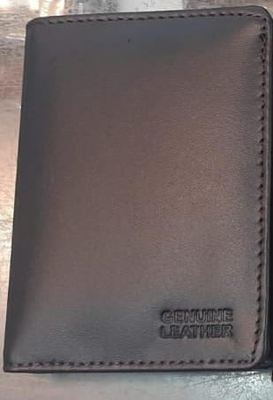 Custom Engraved Genuine Leather Card Holder - Dark Brown
