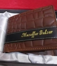 Customized Name Engraved Wallet With Gift Box - Brown