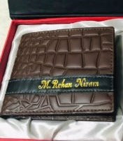 Customized Name Engraved Wallet With Gift Box - Dark Brown
