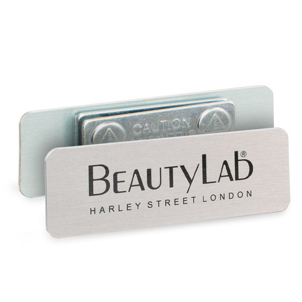 Custom Name Badge Metal Engraved - Silver