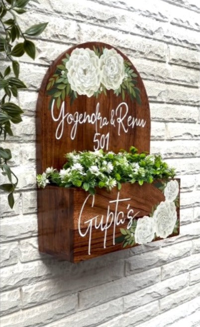 Design Your Own Solid Wooden Name Plate - With Holder Box - 12x12 inches