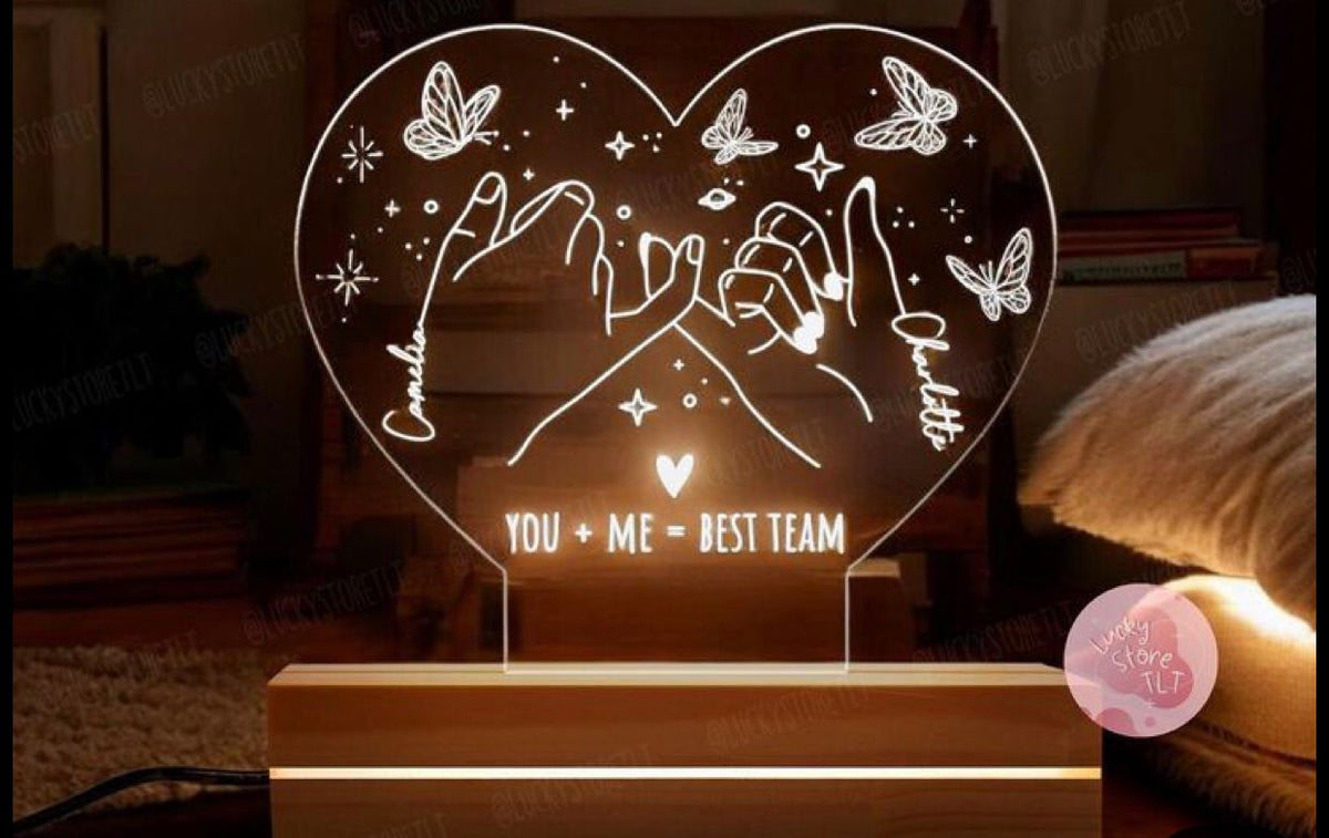 Personalized LED Name Text Couple Lamp - Warm White