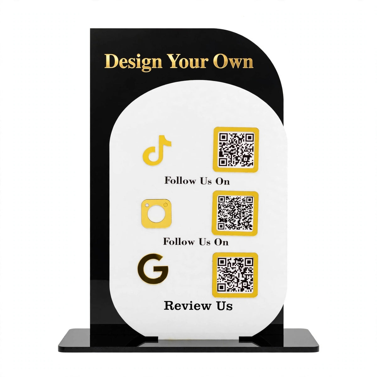 Custom 3-in-1 Social Media & Google Review QR Stand – Double Layer Acrylic | TikTok, Instagram & Google