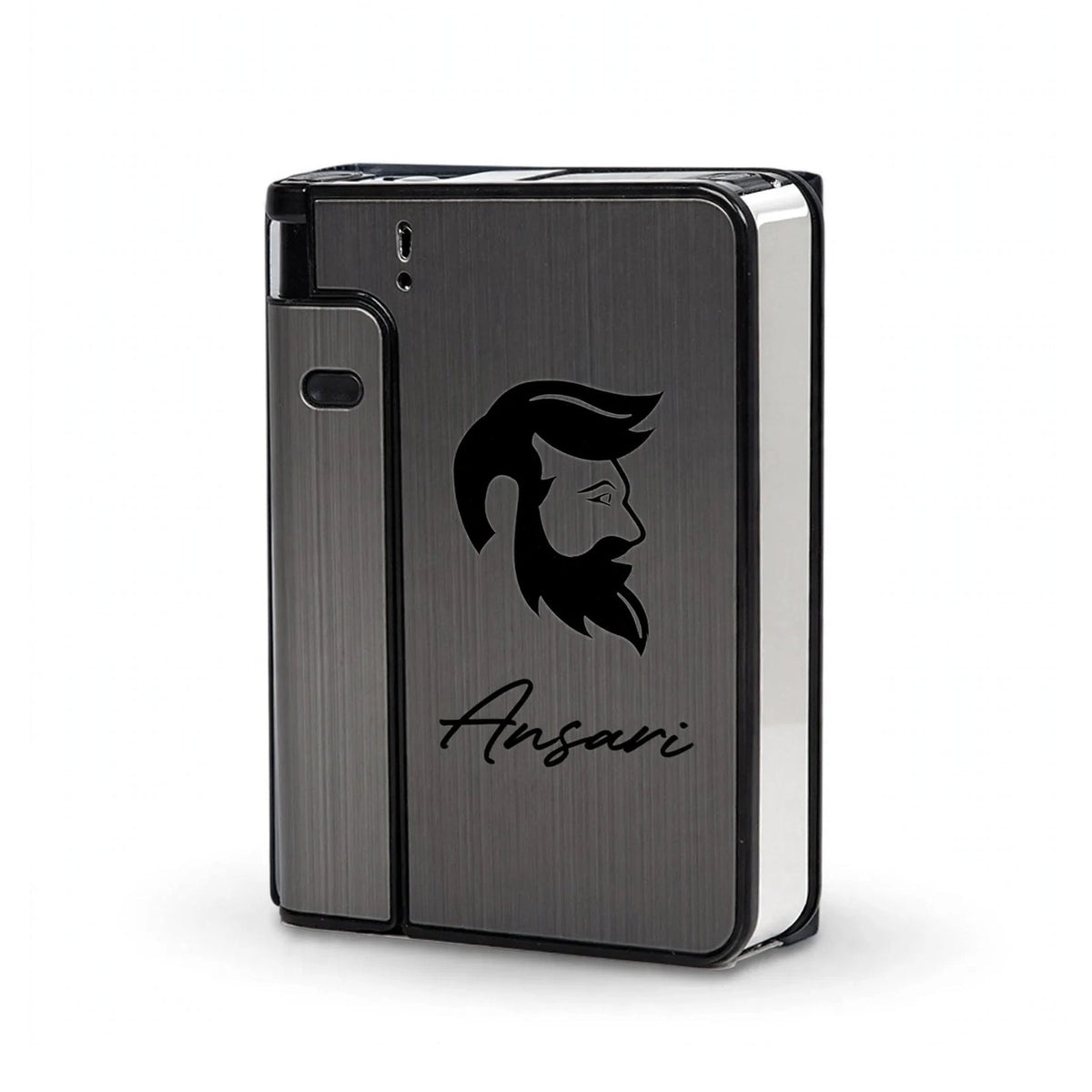 Custom Name Cigarette Case with USB Lighter – Personalized Engraved Logo