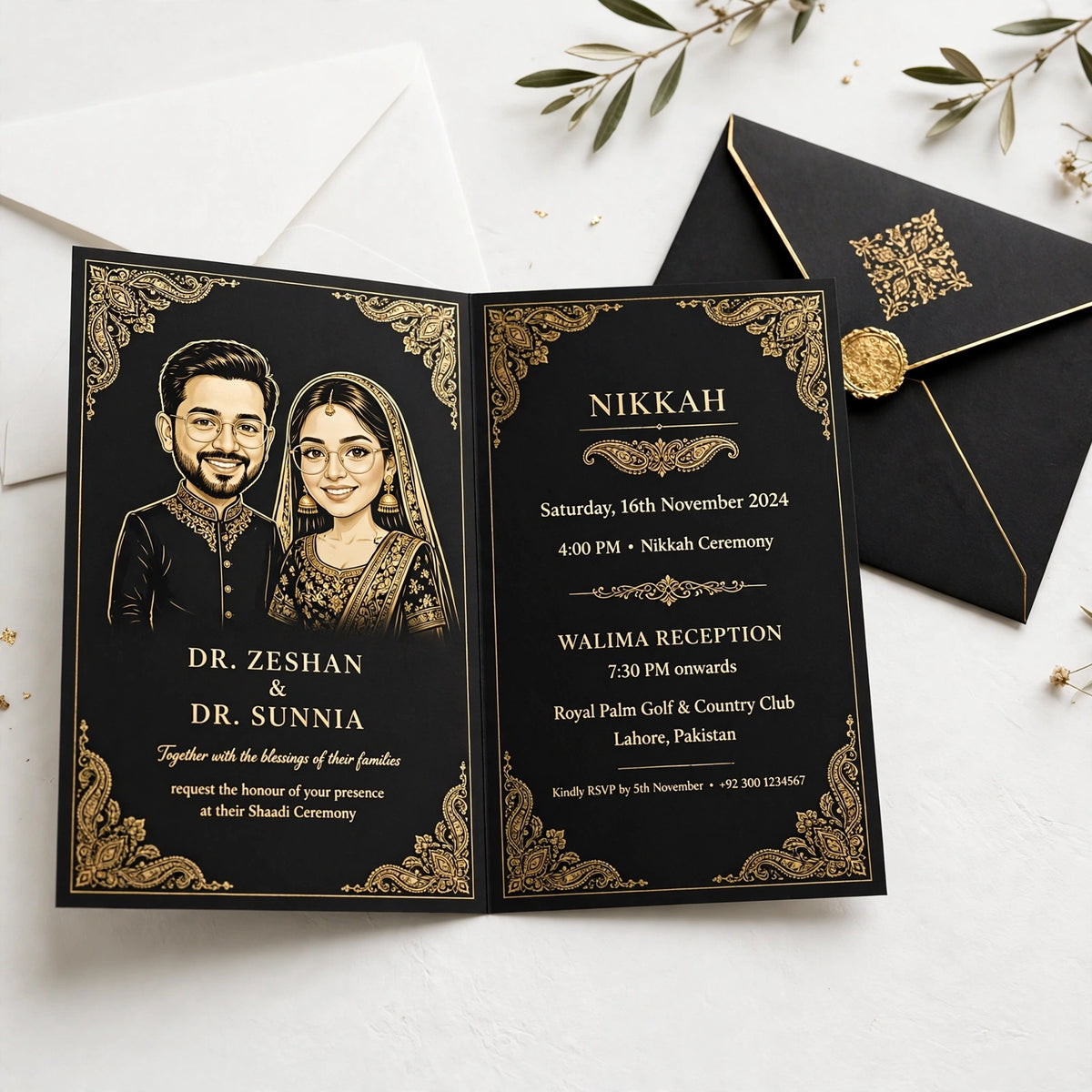 Design Your Own Custom Printed Wedding Cards With 3 Inners (5x7)