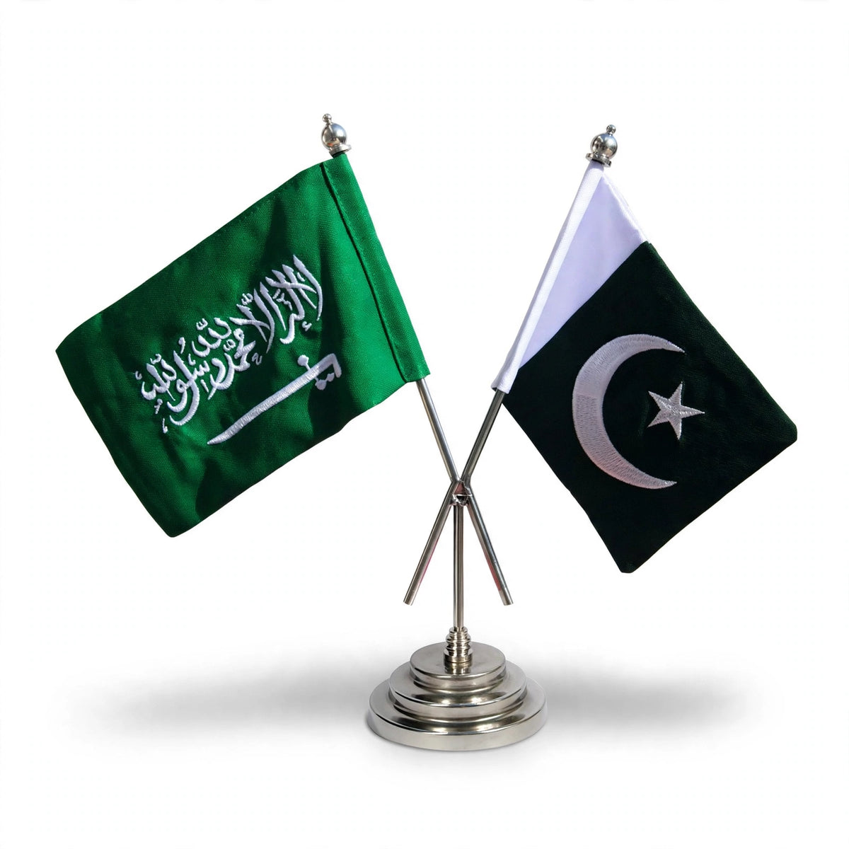 Customized Double Table Flag with Stand β Any Two Country Flags | Crossed Flags for Office & Conference Table Decoration