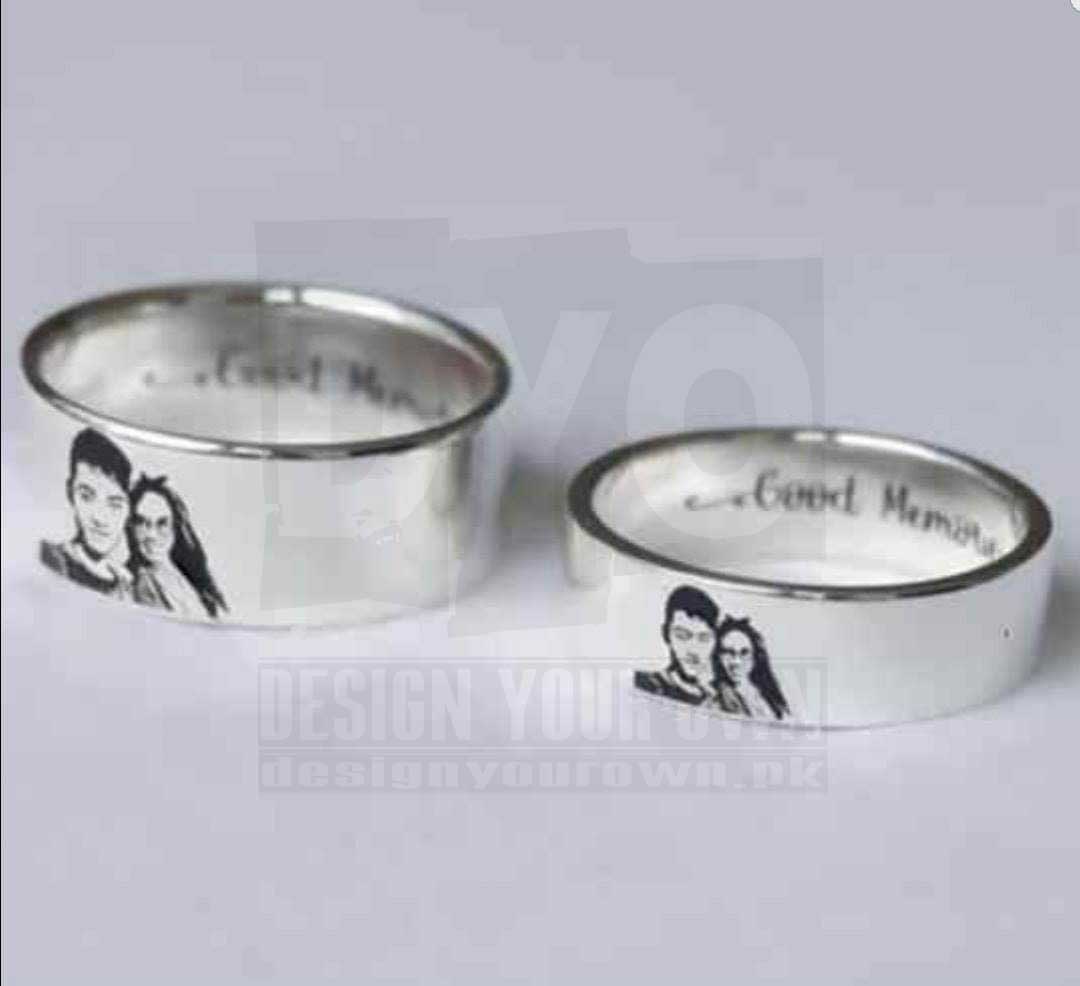 Personalized Photo Engraved Ring With Name (Stainless Steel)