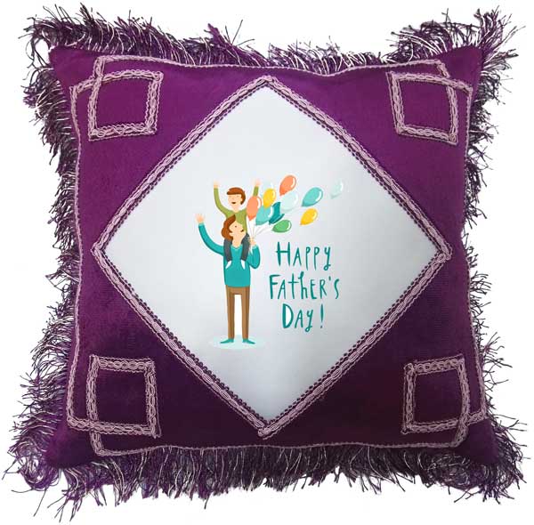 Happy Father's Day Fancy Maroon Gift Cushion