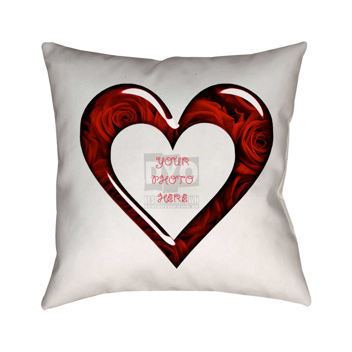 Red Roses in Heart Custom Cushion For Your Valentine