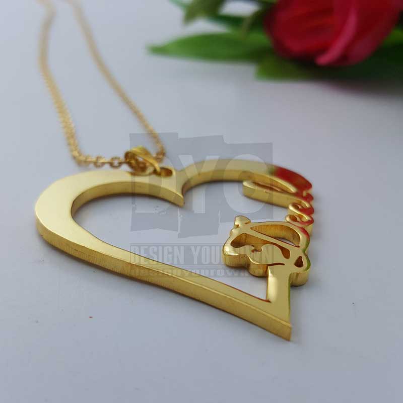 Personalized Name Necklace - Single Heart Design