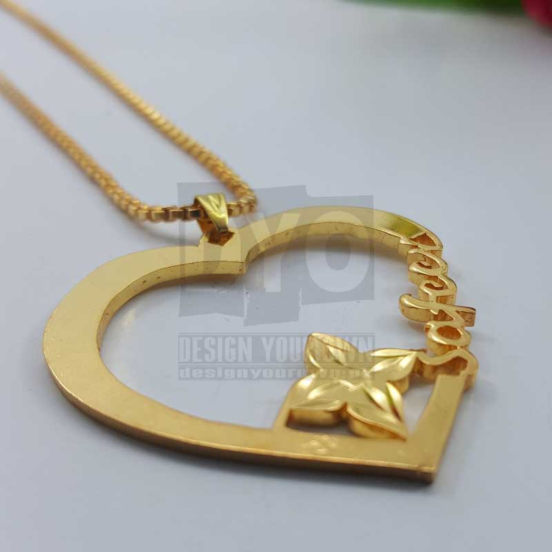 Personalized Name Necklace - Single Heart Design