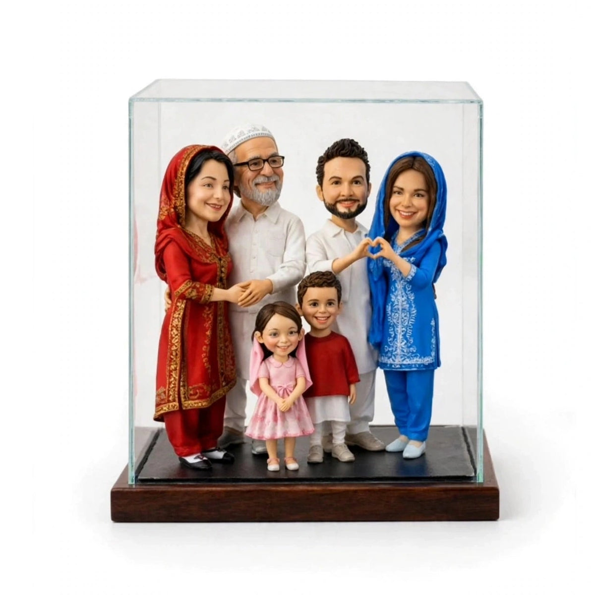 Custom Family Figurine – Personalized 3D Mini Me Family in Acrylic Box | Bespoke Bobblehead Gift