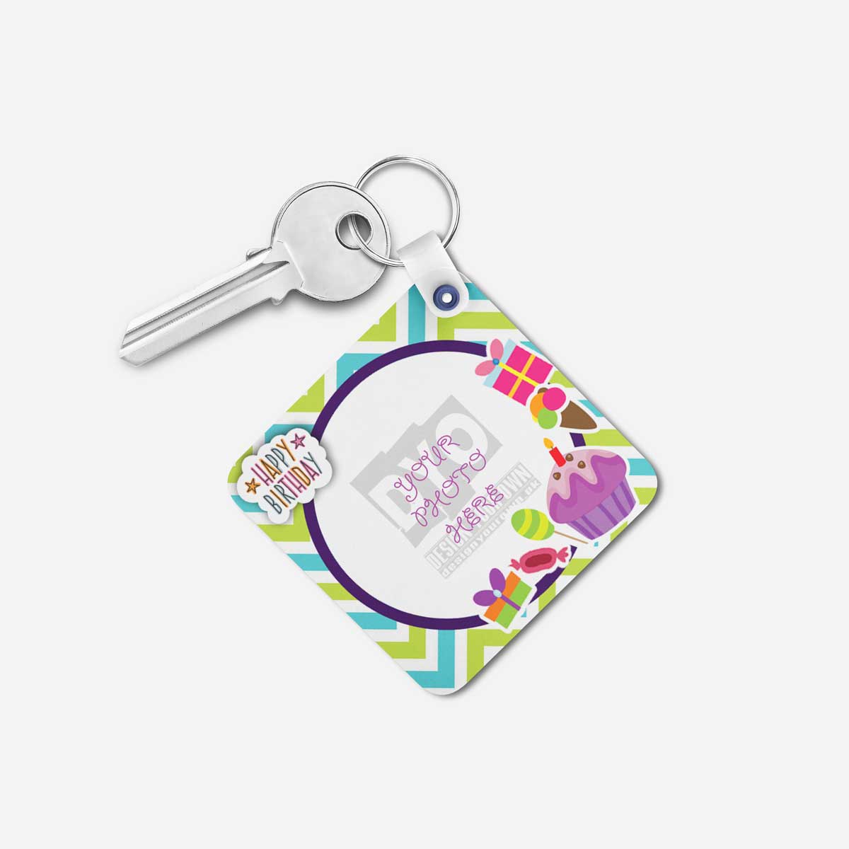 Happy Birthday Gift Personalized Wooden Key chain (KC-MDF-HBD-03)