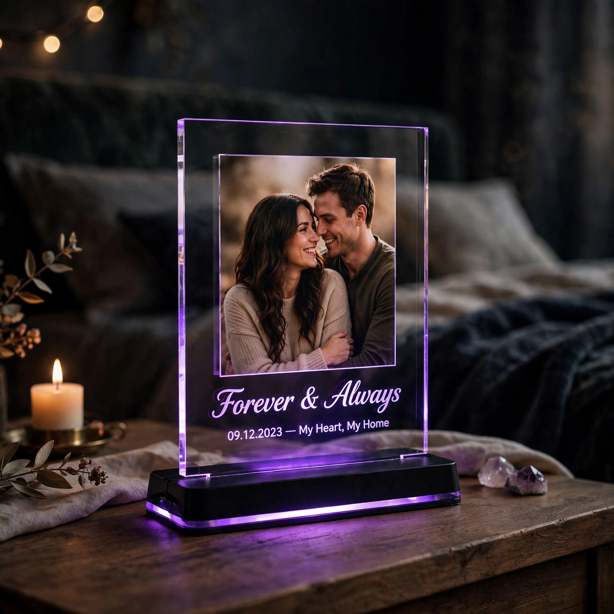Personalized Night Light LED Lamp – Custom Name & Photo on Acrylic | Gift Pakistan