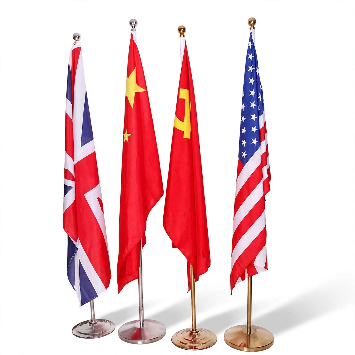 Customized Floor Flag with Stand β Indoor Standing Flag | National Flags with Stainless Steel / Gold Pole for Office, Conference Hall & Embassy Decor