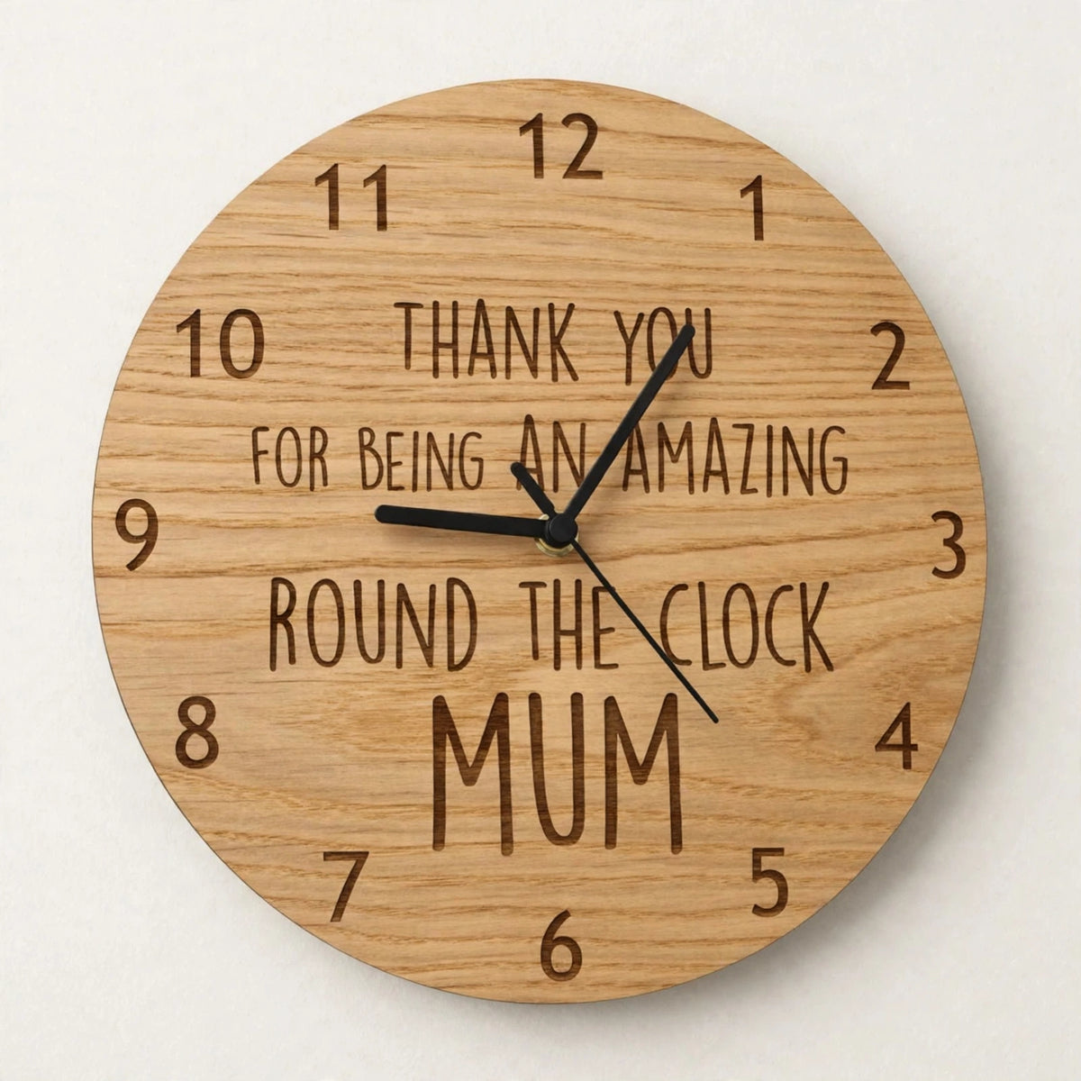 Personalized Wooden Round Wall Clock – Non-Ticking Battery Operated | Home Decor Pakistan