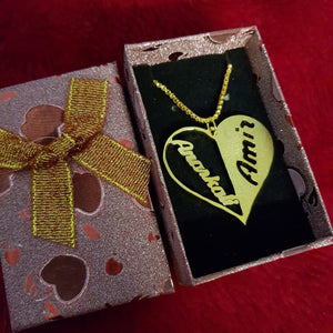 Personalized Gold/Silver Platted Name Inside Heart Necklace