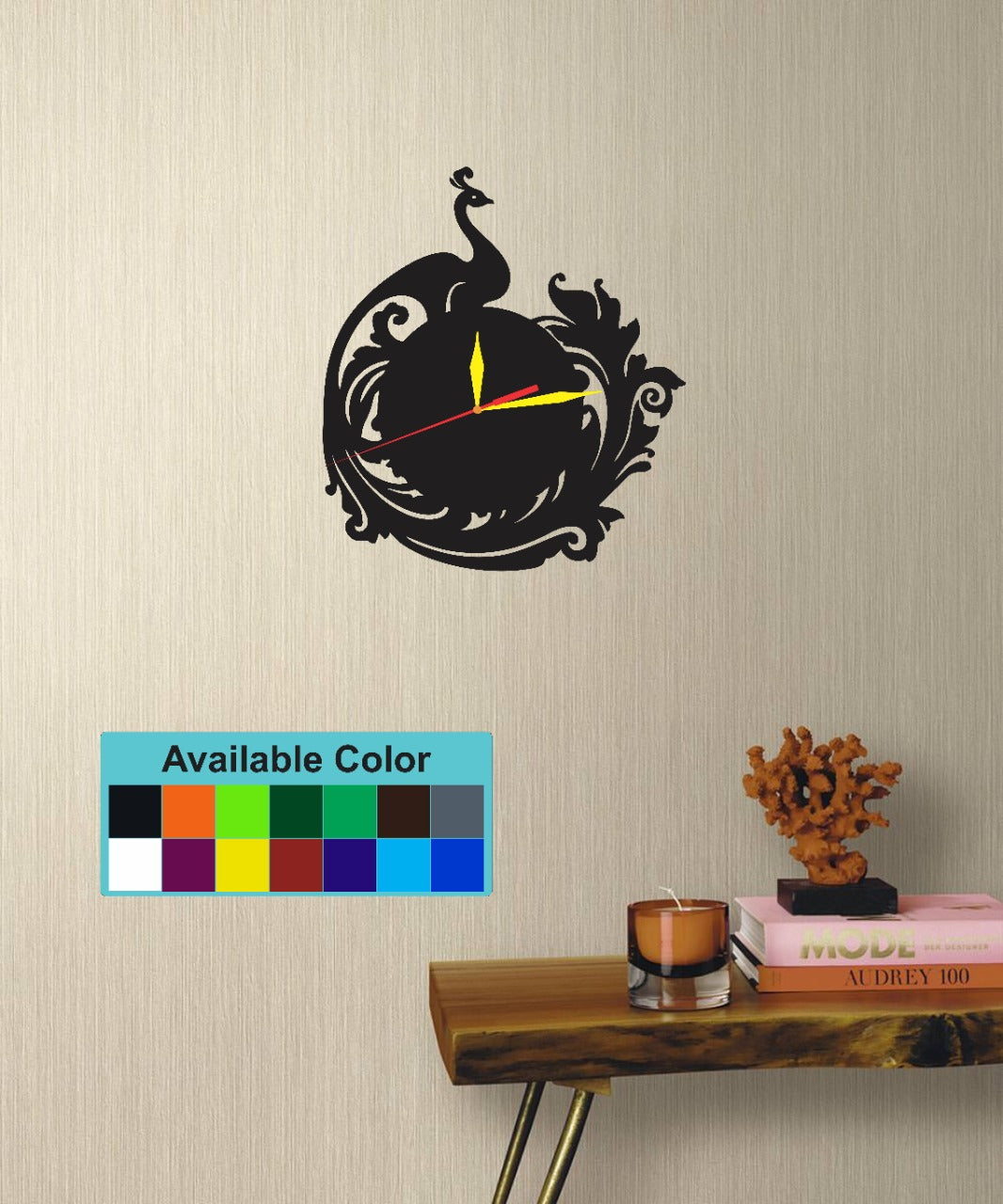 Personalized Peacock Fashion Wall Clock, Acrylic Modern Style, Non-Ticking