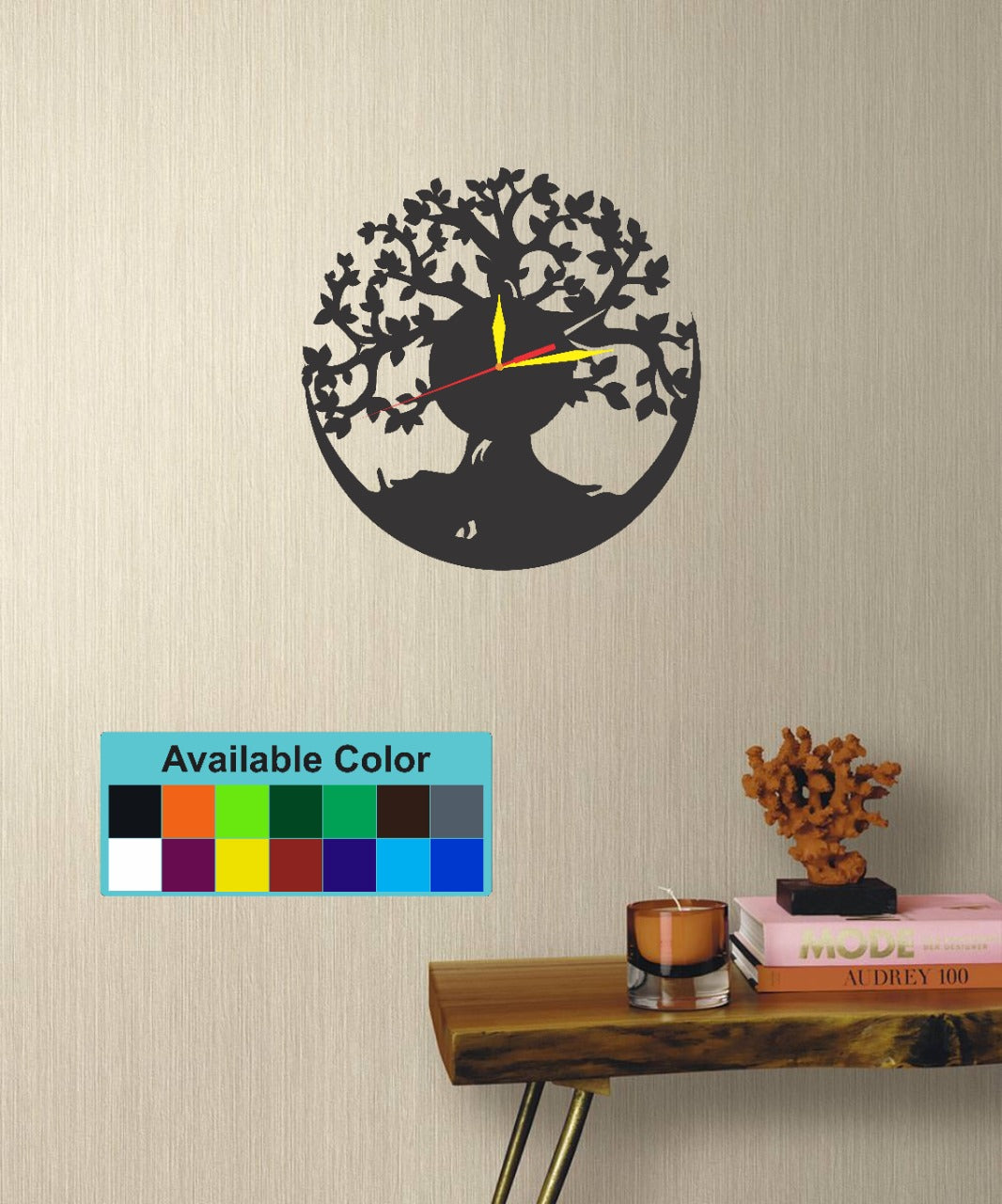 Tree and Birds Wall Clock For Home Decor, Office, Indoor Use Only
