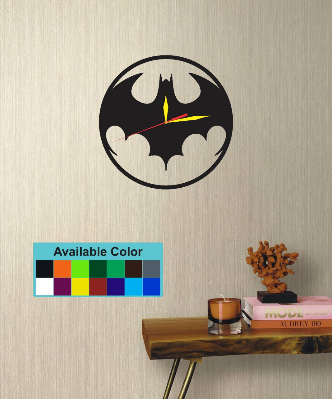 Personalized Bat Wall Clock, Scary Bat Symbols For Home Decor