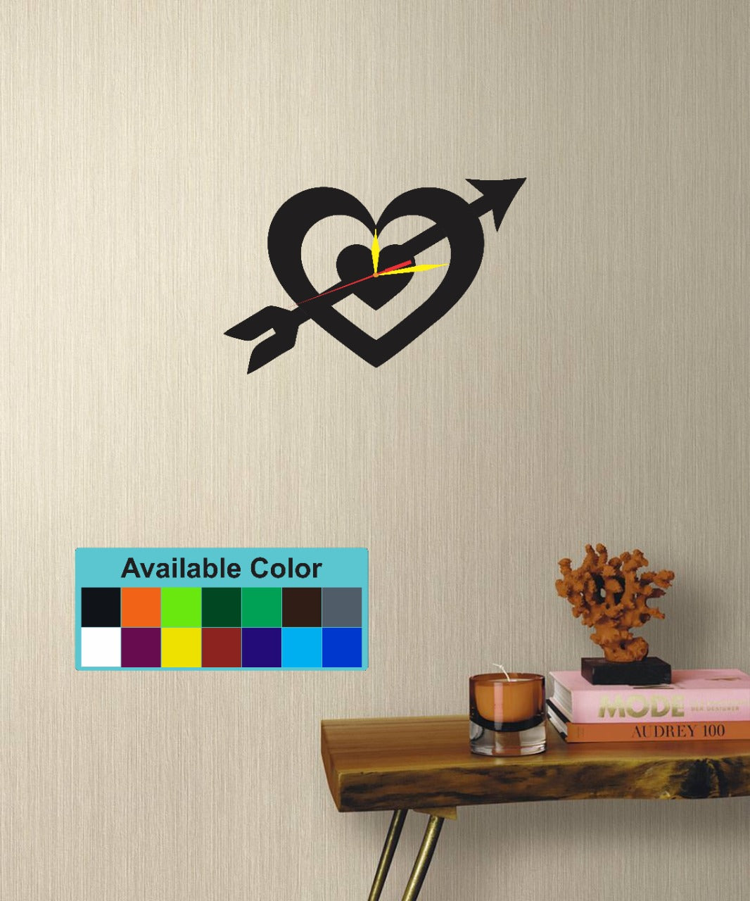 Arrow Pierced Heart Wall Clock For Home Decor
