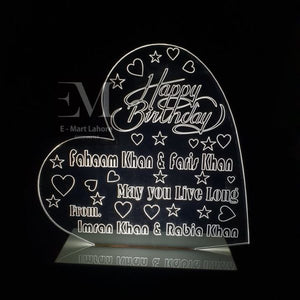 Romantic personalized Heart Design Happy Birthday Gift Lamp