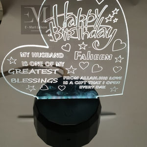 Romantic personalized Heart Design Happy Birthday Gift Lamp