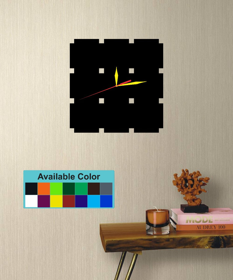 Simple Stylish 14 Different Colours, Square Non-Ticking, Eco-Friendly Silent Wall Clock