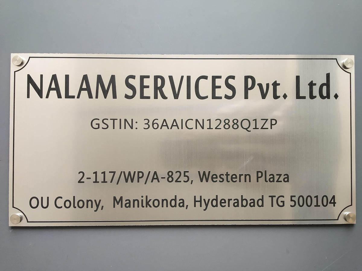 Shining Silver Brass Engraved Name Plate - 12x6