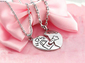 Love Key Heart Necklace Set