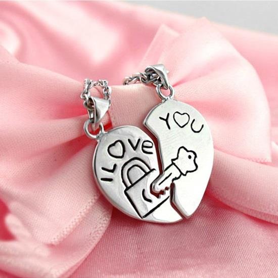 Love Key Heart Necklace Set