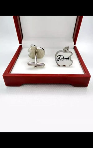 Name Engraved Apple Cufflink: (Mac Apple Men Cufflinks)