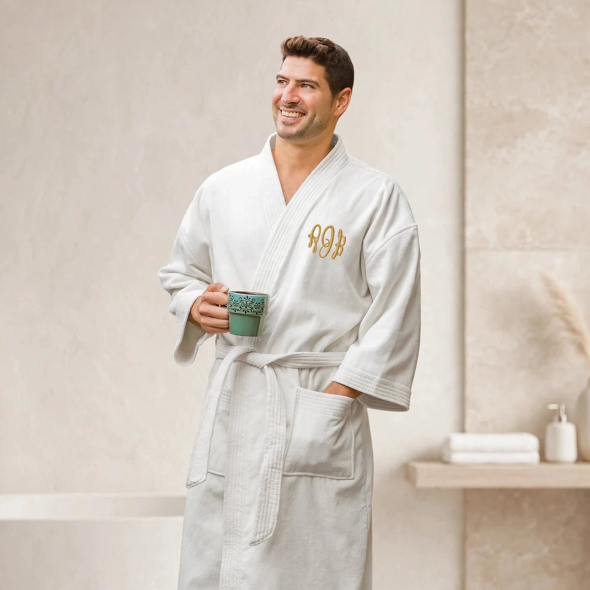 Customized Embroidered Name Bathrobe for Men – Personalized Bath Robe | Custom Embroidered Gift for Him