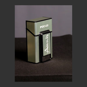 FOCUS Custom Name Metal Cigarette Case with Front Electric Lighter