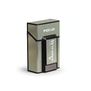 FOCUS Custom Name Metal Cigarette Case with Front Electric Lighter