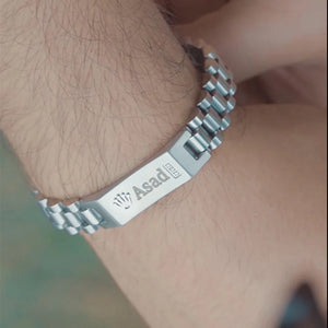 Design Your Own Name Engraved Good Quality Rolex Bracelet - Silver