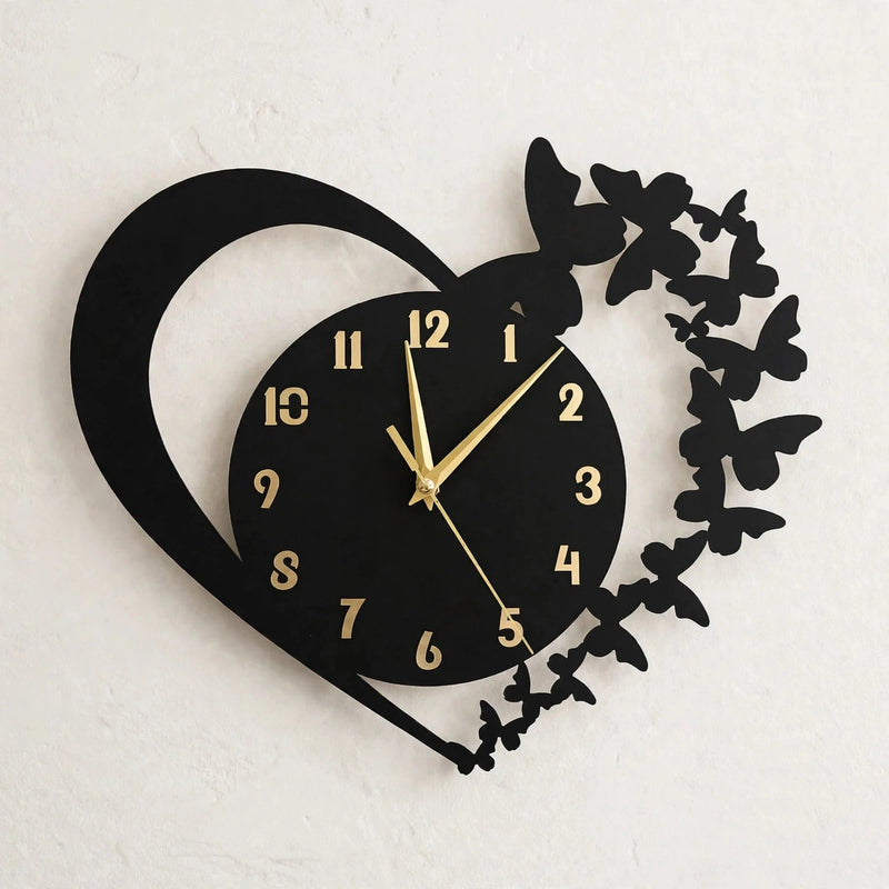 Butterfly Heart Wall Clock - Amazing Acrylic Wall Clock Design